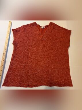 Wonderland by Orange Women’s Rust V-Neck Sleeveless Sweater Oversized Small